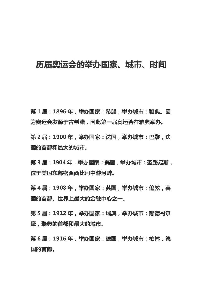 奥林匹克举办了多少次