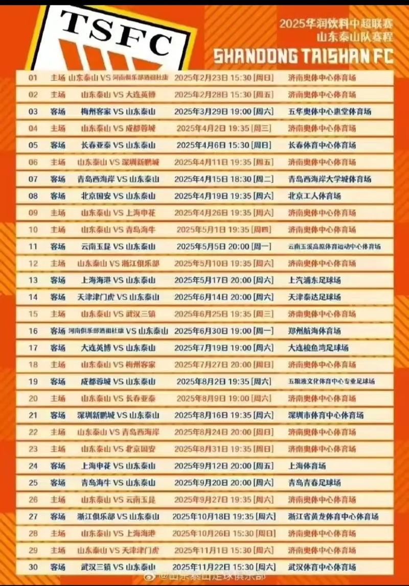 中超鲁能赛程2021赛程表